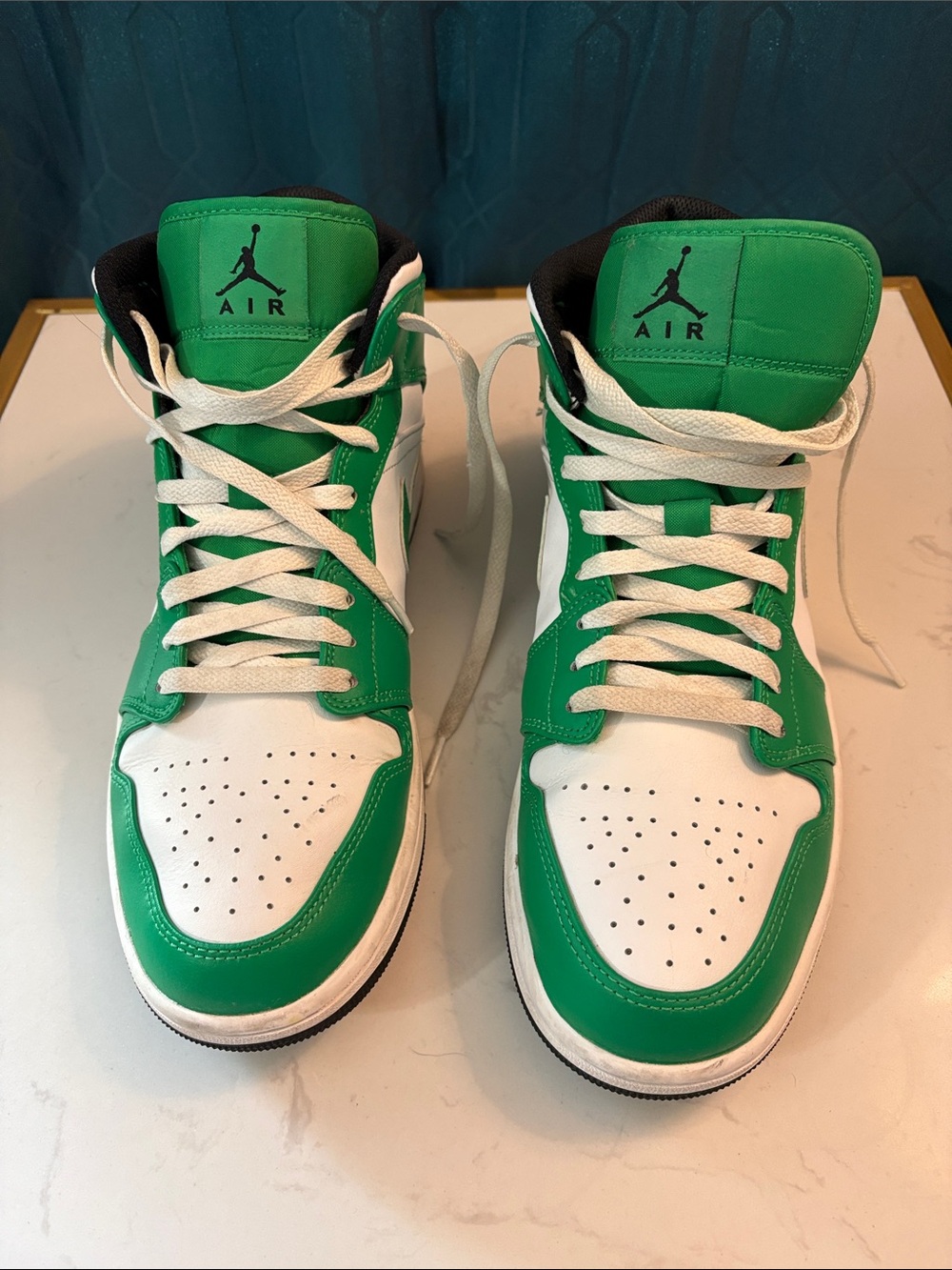 Nike Air Jordan 1 Mid White & Green Men's Sneakers